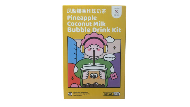 Kit complet pour bubble tea saveur ananas lait de coco avec perles de tapioca
