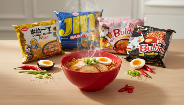 Nouilles instantanées Buldak, Otoki, Shin Ramyun, Nissin